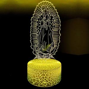 Lámpara Nocturna LED 3D <span class=keywords><strong>de</strong></span> San Judas, Jesús Malverde, Jesucristo, Base Agrietada, 7 Colores, Cable USB, Batería, Interruptor Táctil, la Mejor - Product Image 1