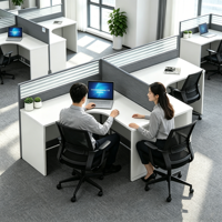 Poste de travail de bureau double pour deux personnes, cloison de séparation, bureau double pour personnel, pour bureau à plan ouvert
