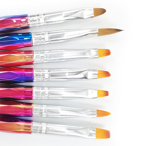 Ensemble de pinceaux à ongles en plastique de couleur dégradée, poils en nylon, style Kolinsky, ovales, pour gel acrylique, pour manucure - Product Image 3