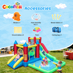 Château gonflable portable Cocofish Wet/Dry Oxford avec pistolets à eau, jeu d'intérieur amusant, château gonflable avec souffleur - Product Image 4