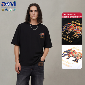 DUYI T-Shirt Oversize Casual con Ricamo Elefante e Cuore <span class=keywords><strong>Coraggioso</strong></span>, 240g, Unisex, Manica Corta, Personalizzabile OEM ODM, Streetwear - Product Image 3