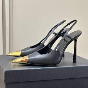 Décolleté Chic Slingback a Punta Chiusa con Tacco e Fiocco Nero Scarpe Sexy da Donna - Product Image 2