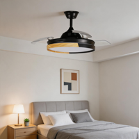 Kipas Angin Plafon LED Modern Mewah untuk Dekorasi Ruang Tamu Hotel 42 Inci Dapat Ditarik dengan Remote Kontrol