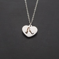 Vente en gros de bijoux de mode pour femmes pendentif à breloque en or rose avec lettre initiale du cœur