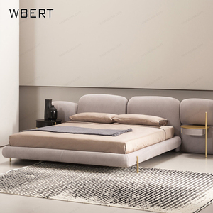 WBERT Lit en tissu Daim Italien Léger Luxe Ins Style Chambre à coucher principale Lit double 1.8m Lit simple moderne en pierre - Product Image 6