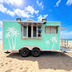 Multi-functional Towable 4-Wheel Stainless Steel Ice Cream Fast Food Snack <b>Cart</b> for School Scenic Spot Park <b>Beach</b> Vending - Product Image 2