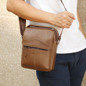 Joyir Men's Genuine Leather Crossbody <b>Bag</b> Large Capacity Retro Style Everyday Use - Product Image 4
