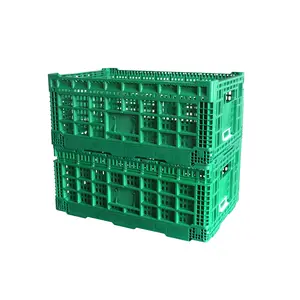 Cesta plegable de plástico para transporte de frutas, cesta plegable de malla para vegetales