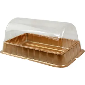 Kotak Kue Persegi Panjang Transparan, Kotak Kue Swiss Gulungan Kue Blister Kemasan Kue