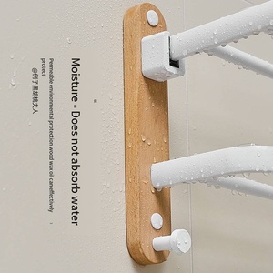 رف مناشف حمام جديد غير مثقب رف مناشف حمام زان رف تخزين الحمام - Product Image 3