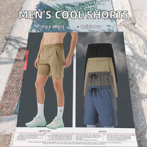 Shorts de sport pour homme, taille mi-haute, respirants, à séchage rapide, avec poches, en toile unie, pour l'été - Product Image 3
