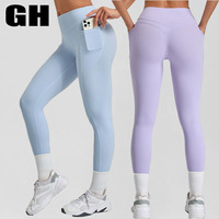 GH Wholesale 5PCS Yoga Gym Fitness Clothing Sets for Women Sports Bra Pocket Leggings Wide Leg Flared Pants Activewear