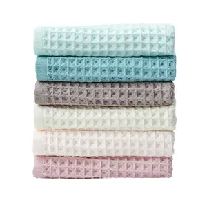 High End Design 100% Cotton Long Staple Breathable Waffle Woven Face Hand Tea Towel Dish Cloth Fabric Towel