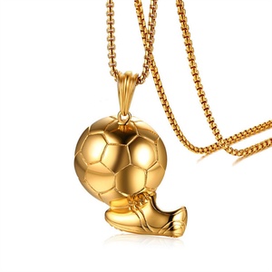 Wholesale Stainless Steel Jewelry Football Pendant Gold Plated Sneakers Shape <b>Men's</b> Pendant <b>Necklaces</b> - Product Image 1