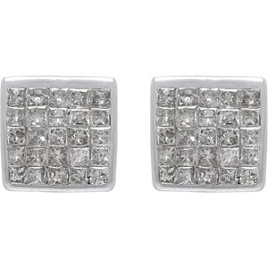 Pendientes Ornatis con Diamantes de Corte Princesa de 0.60 Quilates en Oro Blanco de 14K, 7mm Cuadrados, para Uso Diario - Product Image 2