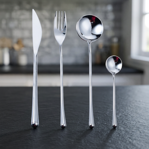 Cuillère à dîner jetable en acier inoxydable 316L, plaquée argent, fond plat épaissi et profond, design moderne, pour usage domestique et boisson - Product Image 3