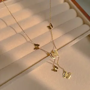 2023 prezzo competitivo collana delicata collana in metallo in acciaio al titanio 18 carati collana girocollo con farfalla placcata in oro per donna