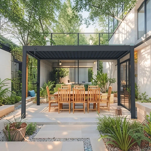 Gazebo à toit étanche bioclimatique facile à assembler Pavillon motorisé en aluminium pour jardin et extérieur <span class=keywords><strong>Pergola</strong></span> à louvre murale - Product Image 1