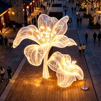 Éclairage de sculpture florale extérieure à grande échelle pour zones scéniques - Lumières paysagères en forme de lys IP65 étanches 3500K Chaud