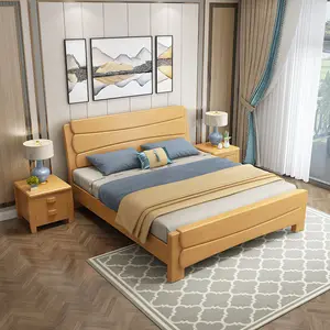 ठोस लकड़ी चीनी भंडारण बिस्तर 1.2 छोटे अपार्टमेंट 1.5/1.8 एकल और डबल होटल अपार्टमेंट बेडरूम
