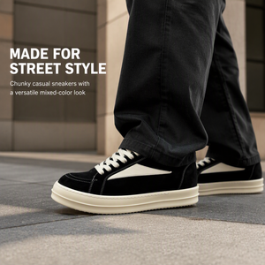 Zapatos Casuales de Diseñador para Hombre, Zapatos de Skateboard Transpirables de Cuero Genuino de Alta Calidad, Estilo Urbano con Cordones y Suela Gruesa - Product Image 6