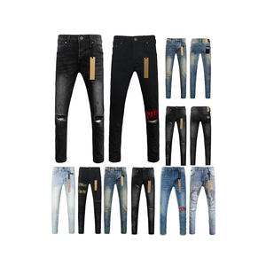 Ss مصمم جينز عالي الجودة أزياء غسل Tvintage ممزق الساق مستقيمة رجل جينز شخصية الشارع - Product Image 2