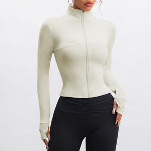 Chaqueta de entrenamiento de Yoga de manga larga ajustada con cremallera para <span class=keywords><strong>mujer</strong></span> FLW, Top deportivo transpirable de secado rápido para Fitness, Tops activos - Product Image 6
