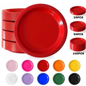 Assiettes jetables rondes en plastique bleu solide de 9 pouces, lot de 50, pour mariages, barbecues, anniversaires et desserts - Product Image 3