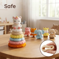 Bloques de goma suave para bebés, juguetes Montessori para bebés, clasificación de apretar, apilamiento y dentición, juguete de aprendizaje temprano para niños pequeños