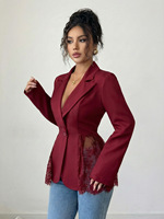 Blazer sexy pour femme coupe ajustée style A-Line, patchwork, taille cintrée en dentelle, veste de costume moulante, collection été 2026, service OEM en gros, logo personnalisé