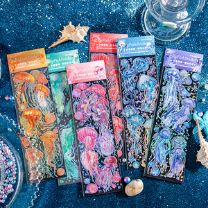 Promotional Gifts Jellyfish Pattern Laser Pet Stickers Waterproof Adhesive Cartoon Decorative Sticker for Diy Journa Landscaping