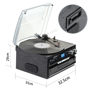 Système de lecteur de disques vinyles de style rétro Hi-Fi avec tourne-disque 3 vitesses, lecteur <span class=keywords><strong>CD</strong></span> <span class=keywords><strong>et</strong></span> <span class=keywords><strong>cassette</strong></span>, streaming Bluetooth, fournisseur OEM - Product Image 5