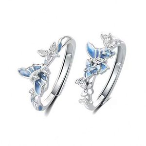 Bague papillon en cuivre bleu pour femmes, plaquée or, zircon de haute qualité, mode moderne, polyvalente, créative - Product Image 5