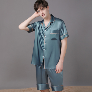 Traje de dormir para mujeres y hombres, pantalones cortos de verano, conjuntos de pijama de satén de seda, conjunto de pijamas a juego para parejas - Product Image 4