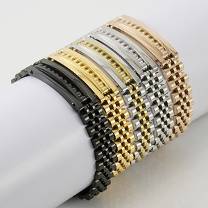 Zogxin Stainless Steel Watch Band Gold Tone 18K Plated Durable Men's Bracelet Geometric Design Oval Link - Product Image 3