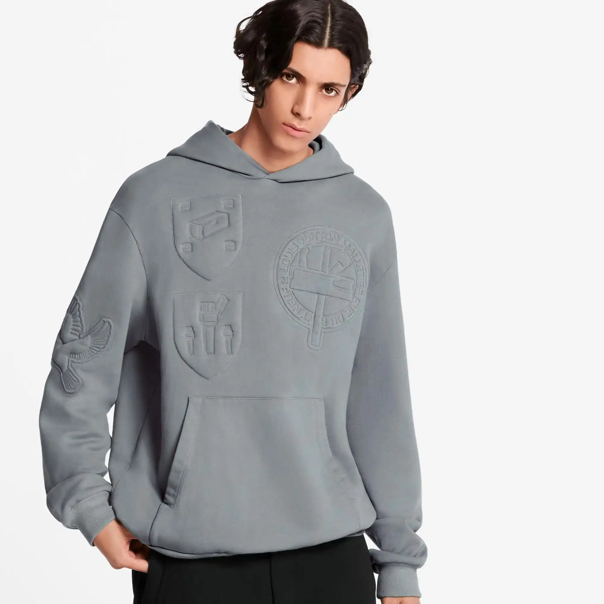 En gros personnalisé privé étiquette 3 D en relief hommes de hoodies sweat satin doublé en relief hoodies