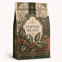 Sacs à café personnalisés imprimés, 250g, 500g, 1kg, à huit soudures latérales, en film transparent, thermoscellables, avec fermeture éclair refermable, pour aliments