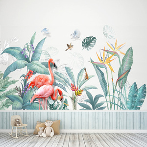 Adesivo <span class=keywords><strong>da</strong></span> <span class=keywords><strong>parete</strong></span> con foglie di <span class=keywords><strong>piante</strong></span> tropicali decorazioni per la casa camera dei bambini Nordic Rainforest Green Plants Window Wall Decal - Product Image 1