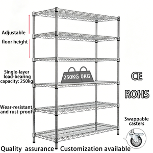 Scaffalature <span class=keywords><strong>in</strong></span> <span class=keywords><strong>Acciaio</strong></span> a 6 Ripiani, Capacità 250KG/Ripiano, Cromate, Robuste, per Uso Industriale e Commerciale, ODM/OEM - Product Image 1