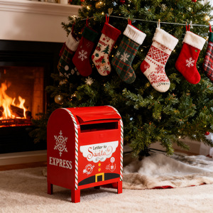 Casetta <span class=keywords><strong>di</strong></span> <span class=keywords><strong>Natale</strong></span> in Legno con Scatola in Metallo per Suggerimenti, Votazioni, Donazioni e Corrispondenza, con Logo Personalizzabile e Fessura - Product Image 5