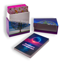 Jeu de cartes de tarot de luxe noir personnalisé, design magnifique, cartes à jouer avec un jeu allemand gratuit pour la famille, échantillon gratuit et boîte à tiroir à vendre