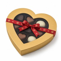 Caja de Regalo de Chocolate en Forma de Corazón Dorada Mate Personalizada con Ventana y Cinta de Acetato, Suministro Directo de Fábrica al por Mayor para Minoristas