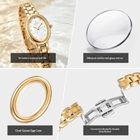 AIMANA Nouvelle montre à quartz élégante de luxe léger pour femme avec cadran en forme d'œuf de pigeon, bracelet en acrylique, résistante à l'eau 30M