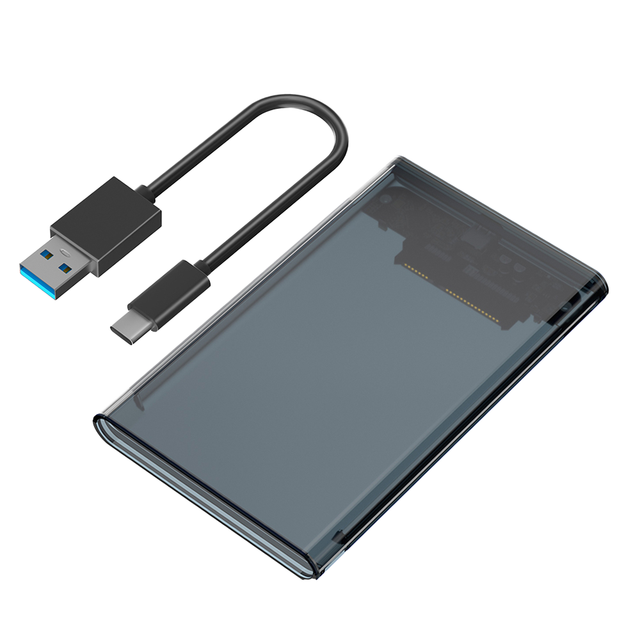 Transparent Plastic HDD Enclosure Type-C Interface 2.5 SATA USB 3.1 Adapter Caddy Box Model HLT-040 Private Mold PC Case