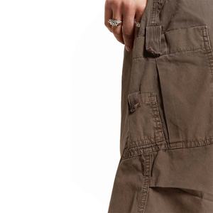 High Quality Custom Outdoor Streetwear <b>Brown</b> Drawstring Cotton Baggy <b>Trousers</b> <b>Mens</b> Parachute <b>Cargo</b> Pants - Product Image 4