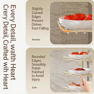 Scaffale Pieghevole Multifunzionale da Parete per Cucina, Portapiatti <span class=keywords><strong>a</strong></span> Più Livelli per Preparazione e Conservazione - Product Image 6