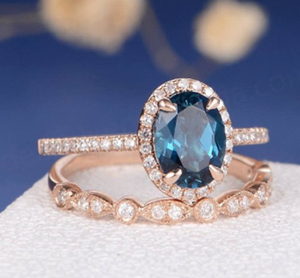 Anillo de Plata de Ley 925 con Topacio Fuego Místico, Topacio Azul Natural, Broches de Topacio Azul, Oro Blanco - Product Image 6