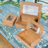 Boîtes à lunch jetables en papier kraft en gros avec logo personnalisé pour l'emballage de plats à emporter (sushi, nouilles)
