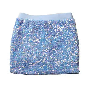 OEM & ODM Tùy Chỉnh Đầy Màu Sắc Sequin Váy Cô Gái Nhỏ Cao Eo Sequin Vải Toddler Cô Gái Boutique Váy Ngắn