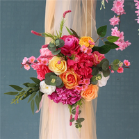 Cadre de mariage toile de fond décor Orange rose Arrangement Floral avec accrocher fleur de cerisier Table pièce maîtresse boule rideau fleur